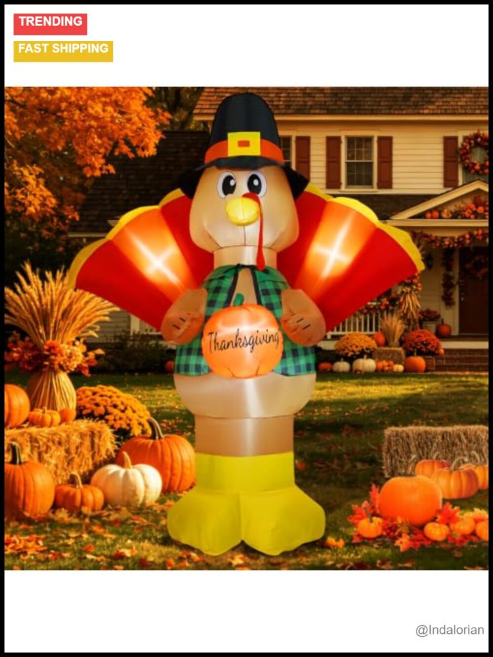 6.5FT Giant Inflatable Lighted Thanksgiving Turkey Outdoor Yard Decoration